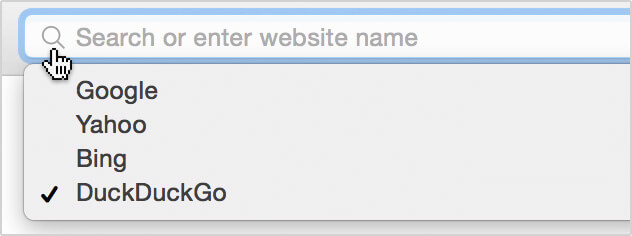 Screenshot showing how to select DuckDuckGo as the search engine for Safari.
